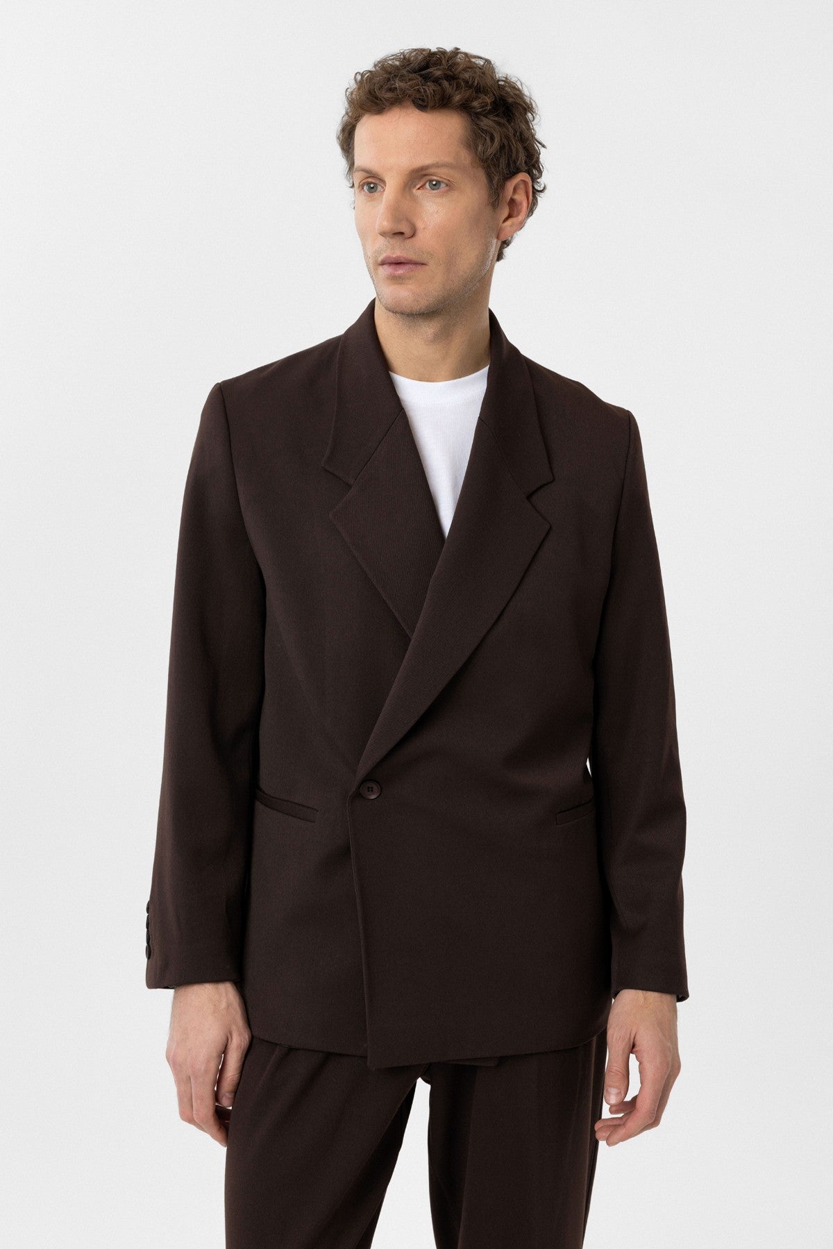 Men's Double-Breasted Blazer with Slit Pockets