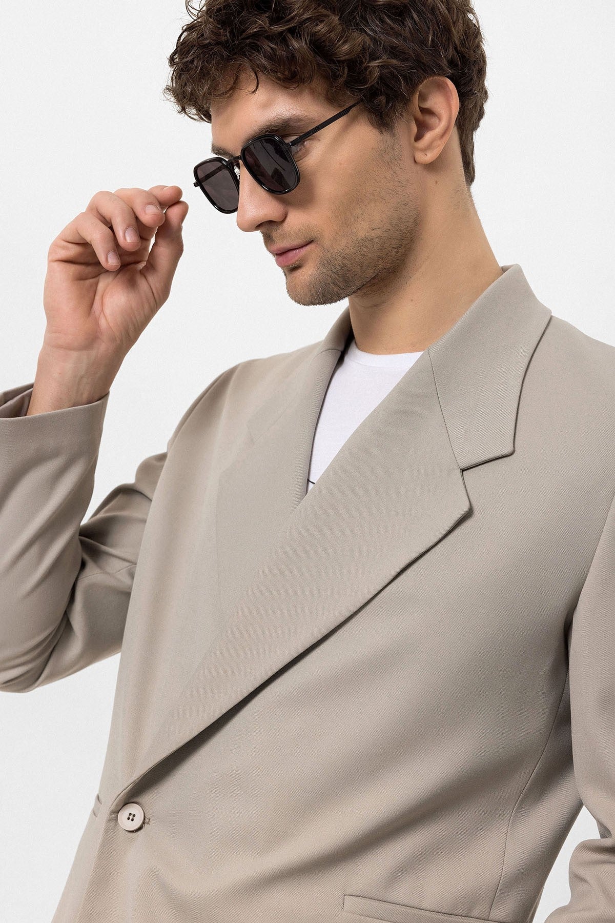 Men's Double-Breasted Blazer with Slit Pockets