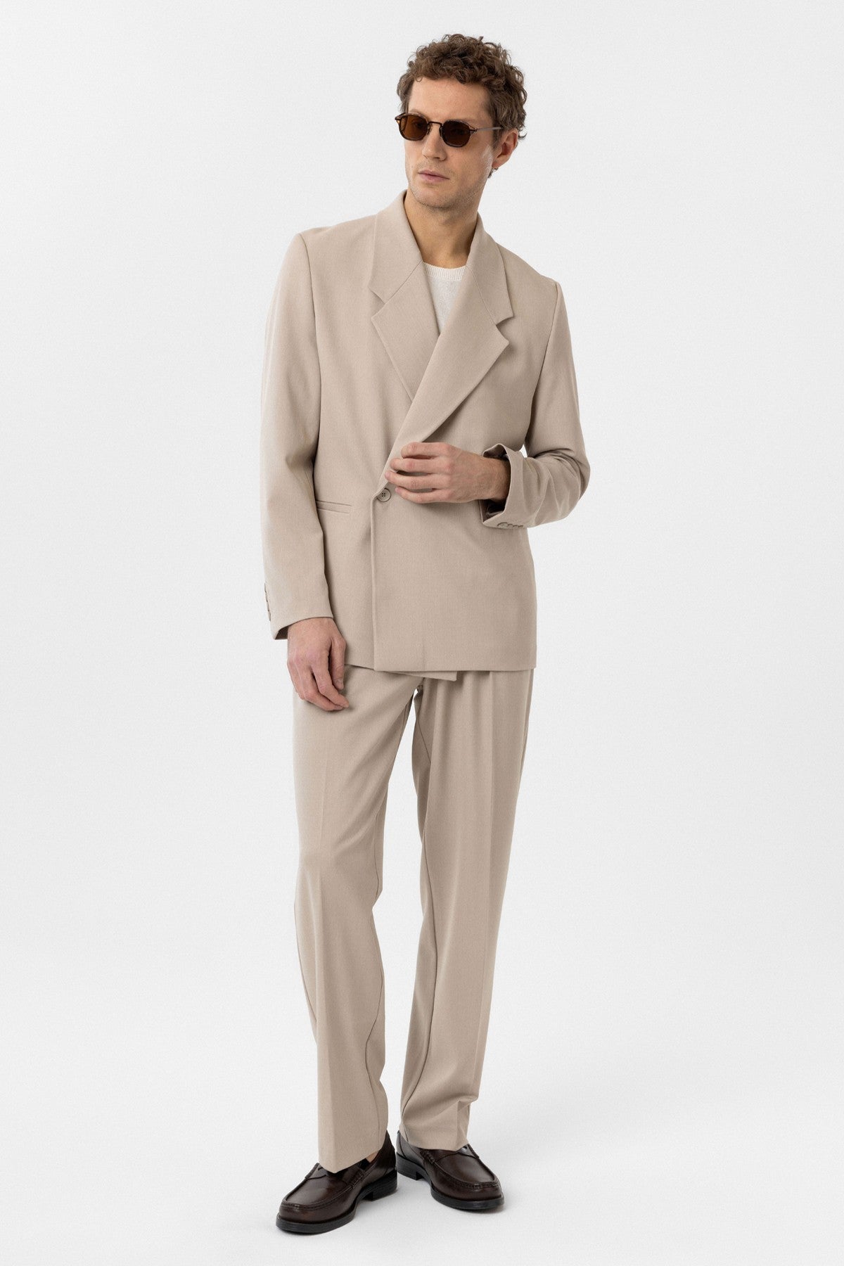 Men's Double-Breasted Blazer with Slit Pockets