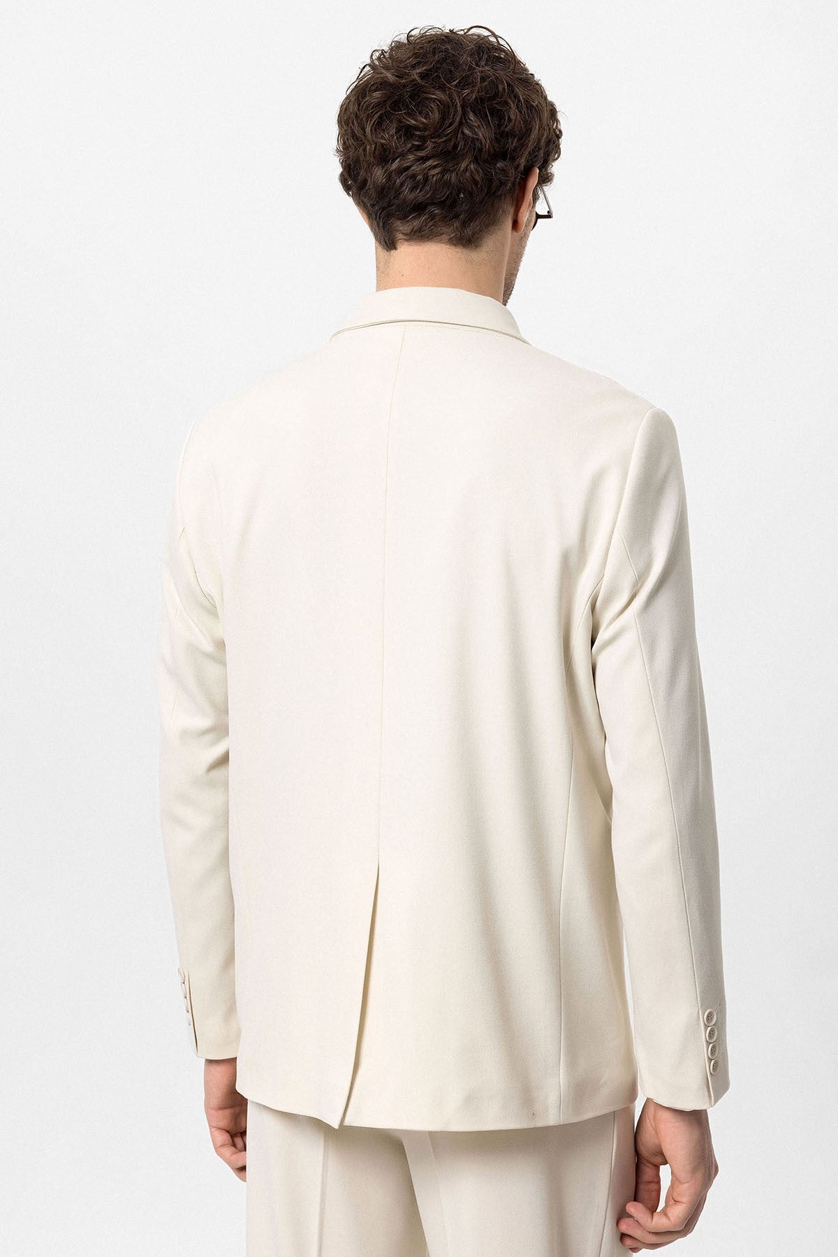 Men's Double-Breasted Blazer with Slit Pockets