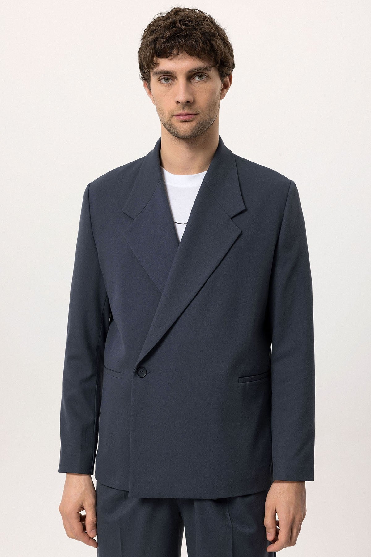 Men's Double-Breasted Blazer with Slit Pockets