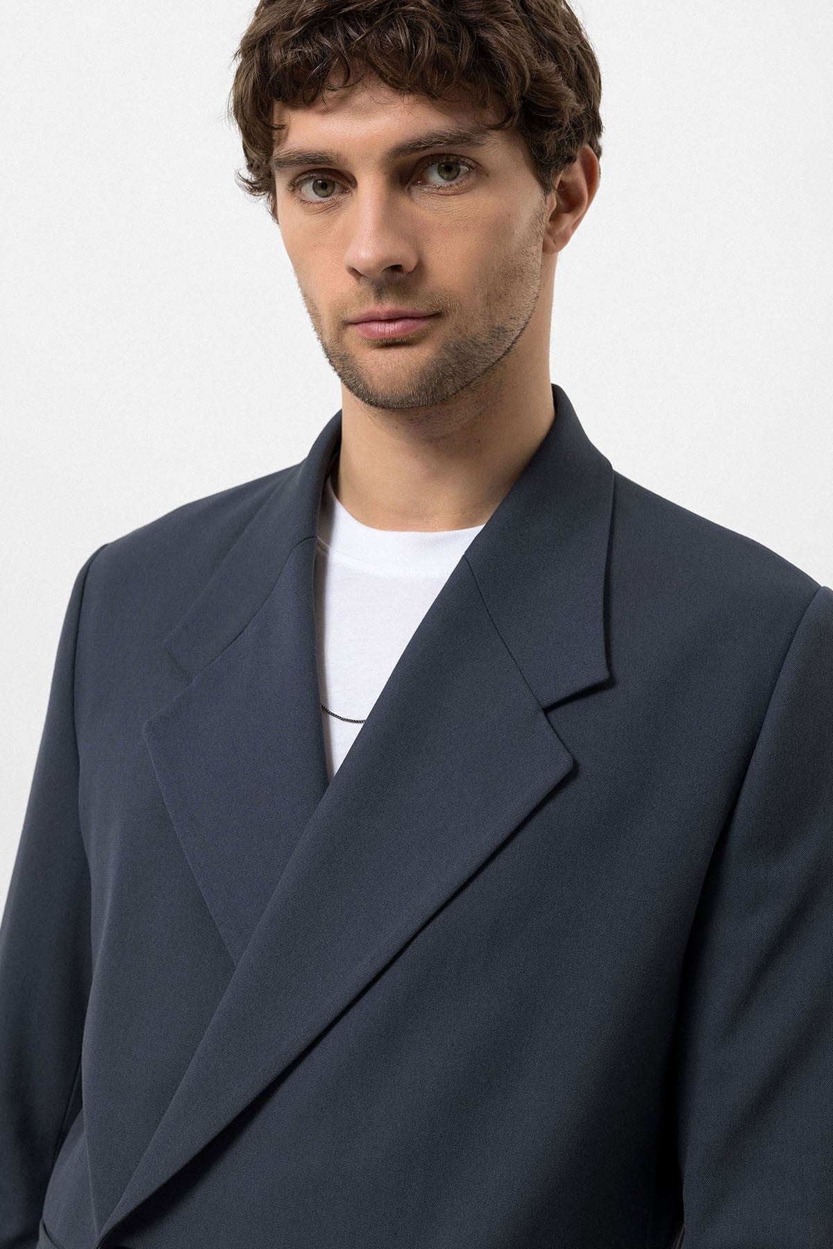 Men's Double-Breasted Blazer with Slit Pockets