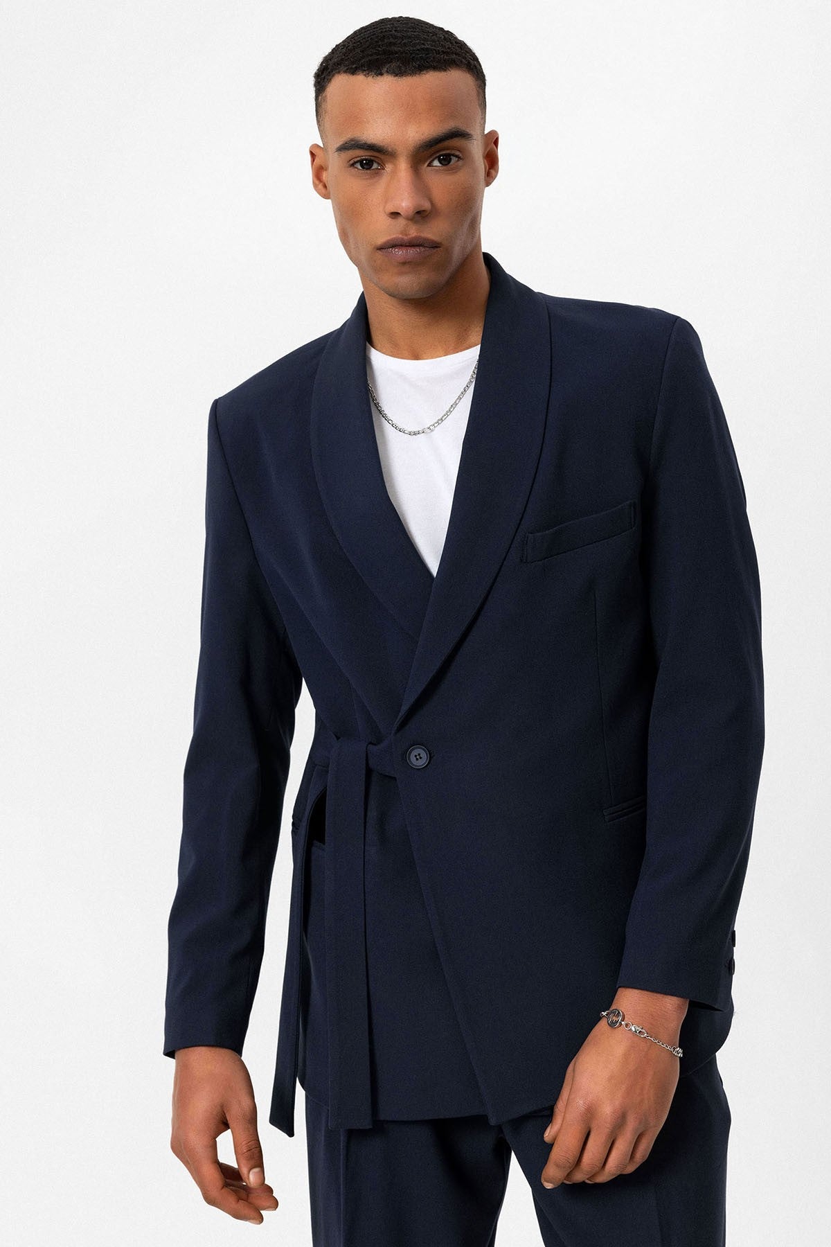 Antioch Double-Breasted Men's Blazer with Belt