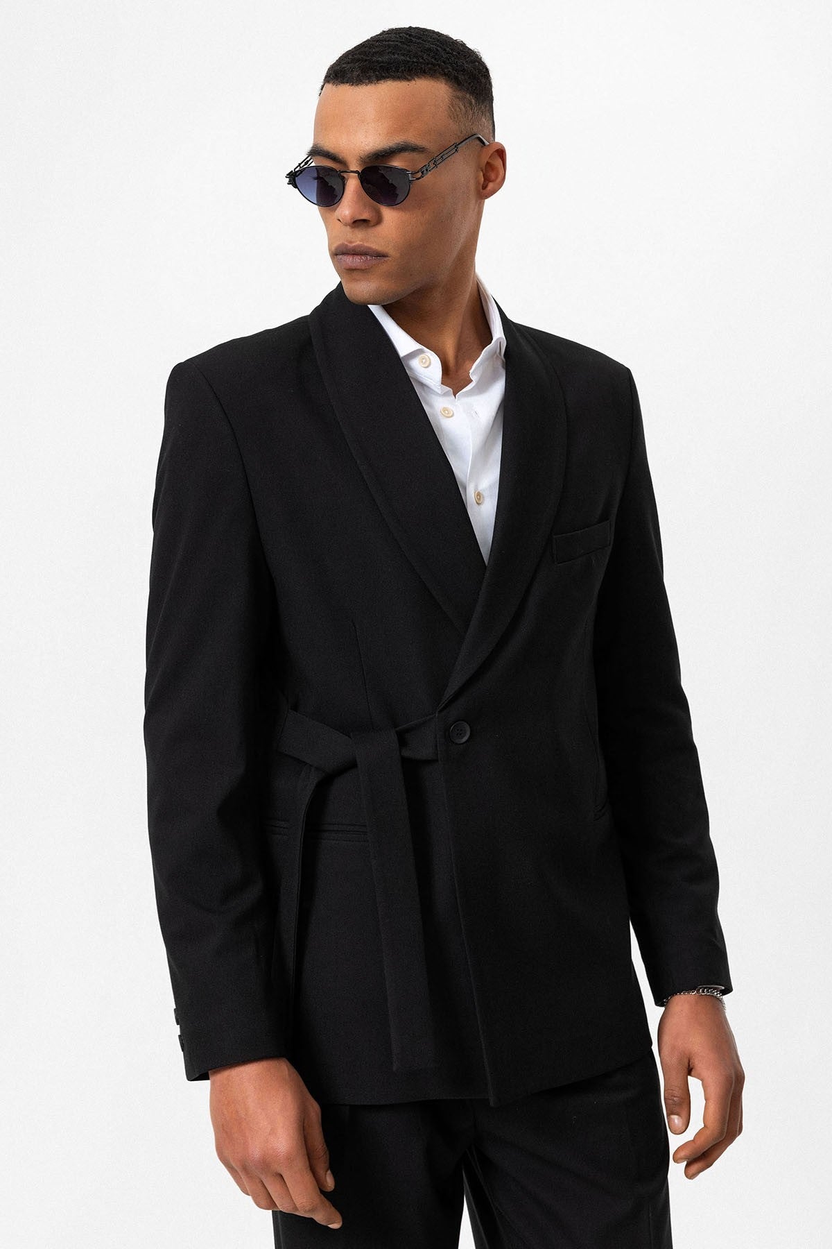 Antioch Double-Breasted Men's Blazer with Belt
