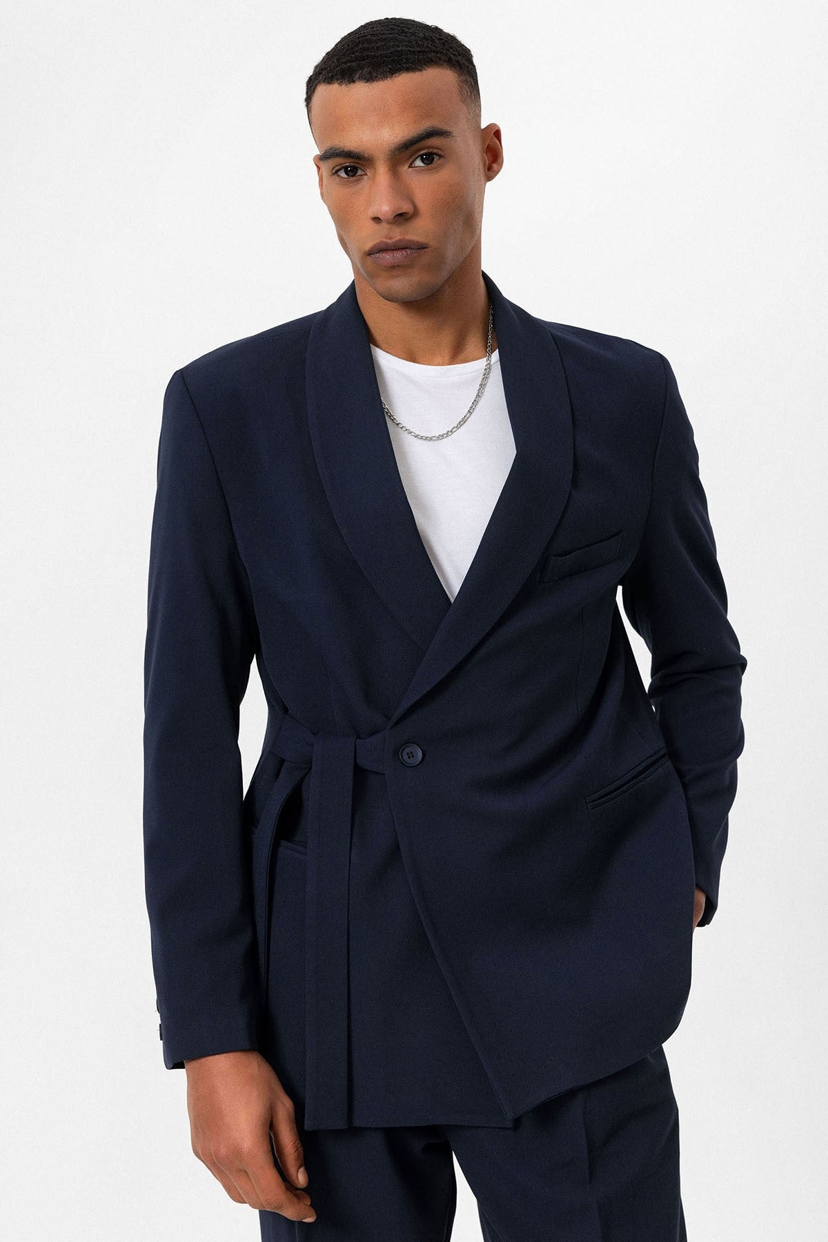 Antioch Double-Breasted Men's Blazer with Belt