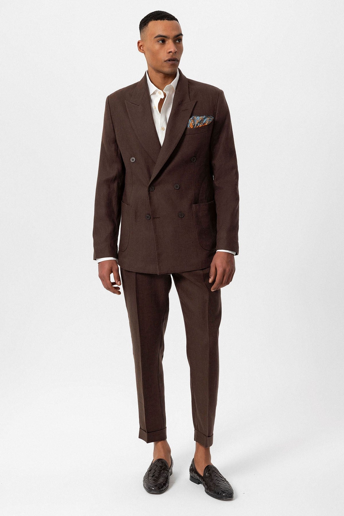 100% Linen Double-Breasted Men's Blazer