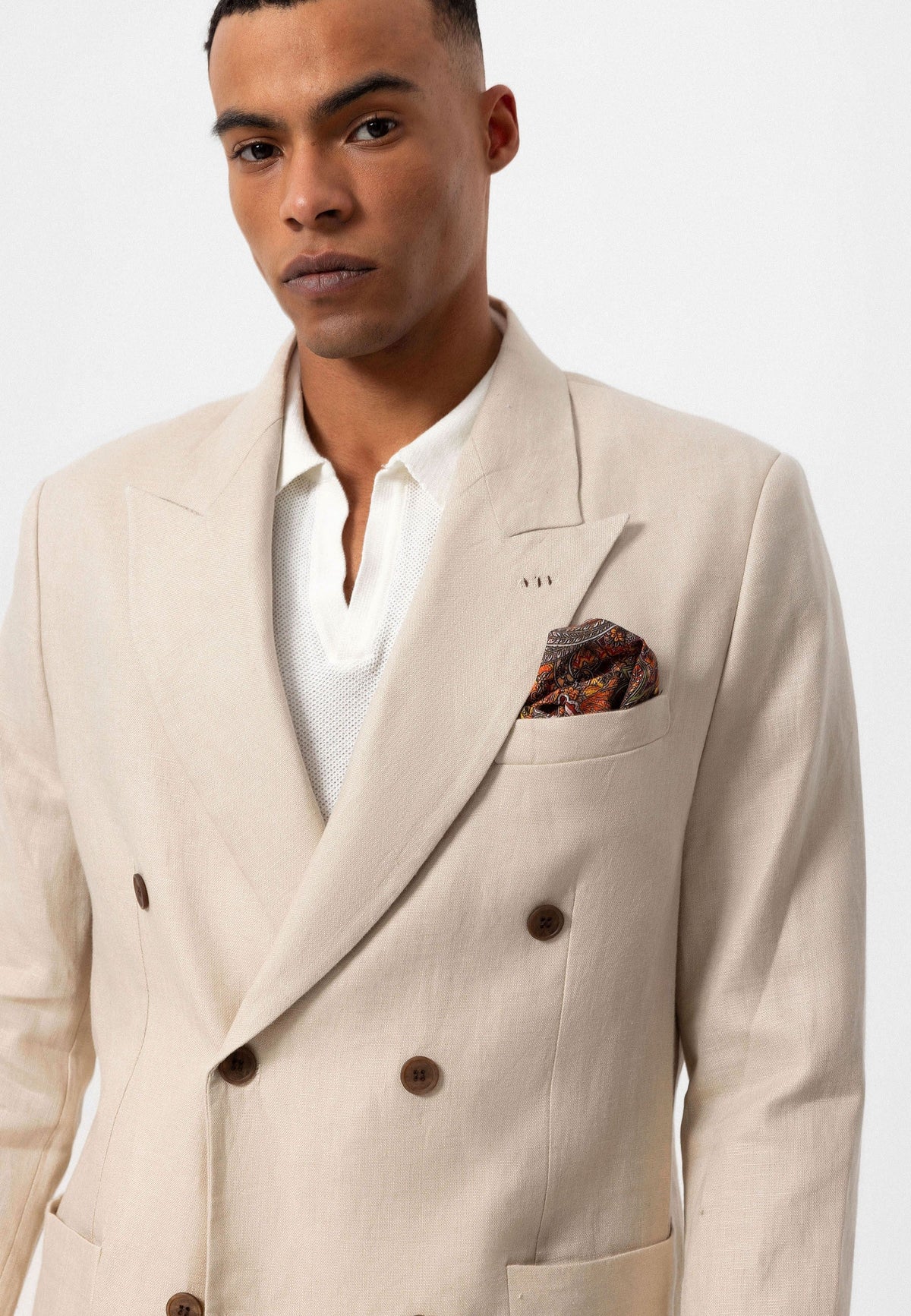 100% Linen Double-Breasted Men's Blazer