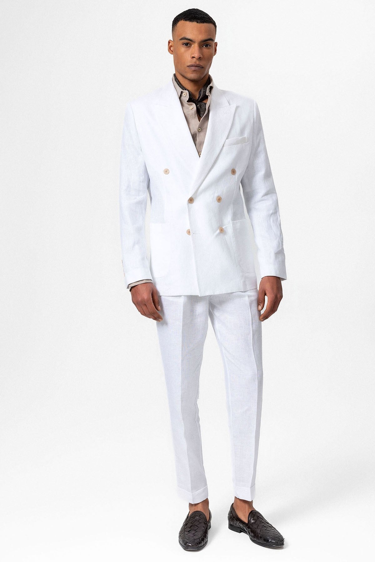 100% Linen Double-Breasted Men's Blazer