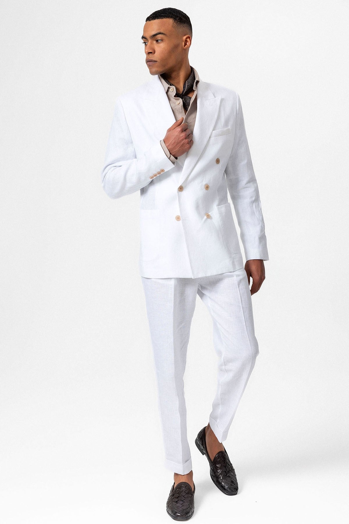 100% Linen Double-Breasted Men's Blazer