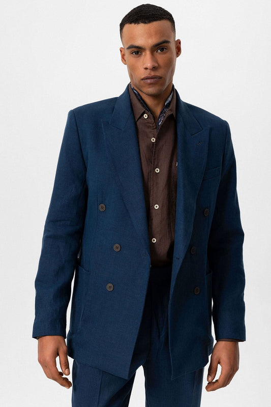 100% Linen Double-Breasted Men's Blazer