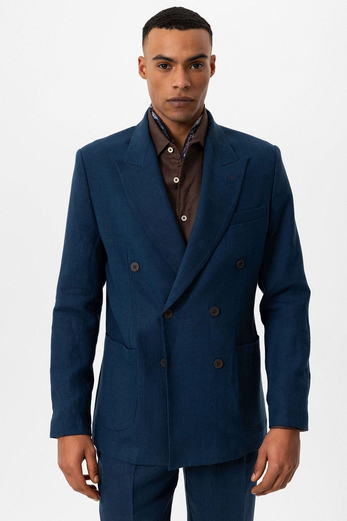 100% Linen Double-Breasted Men's Blazer