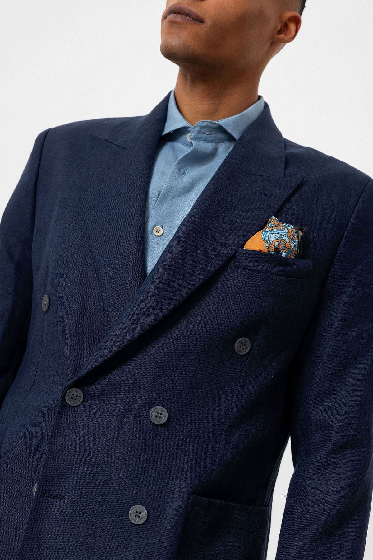 100% Linen Double-Breasted Men's Blazer