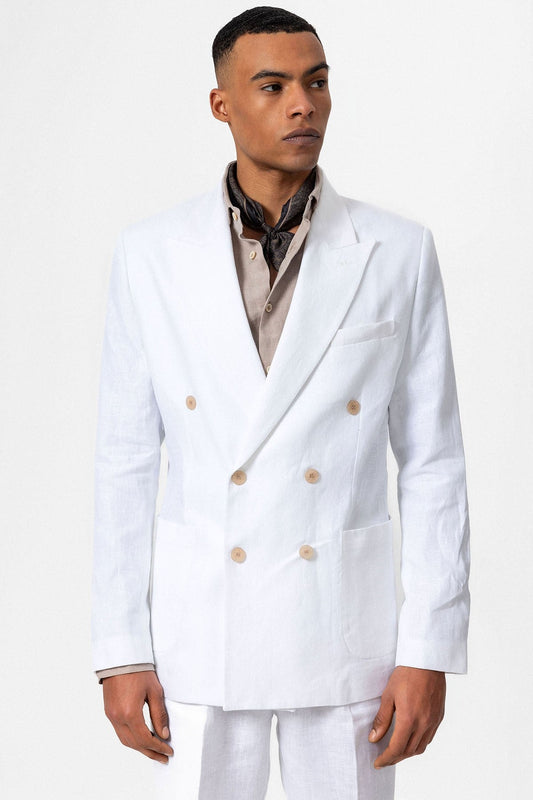 100% Linen Double-Breasted Men's Blazer