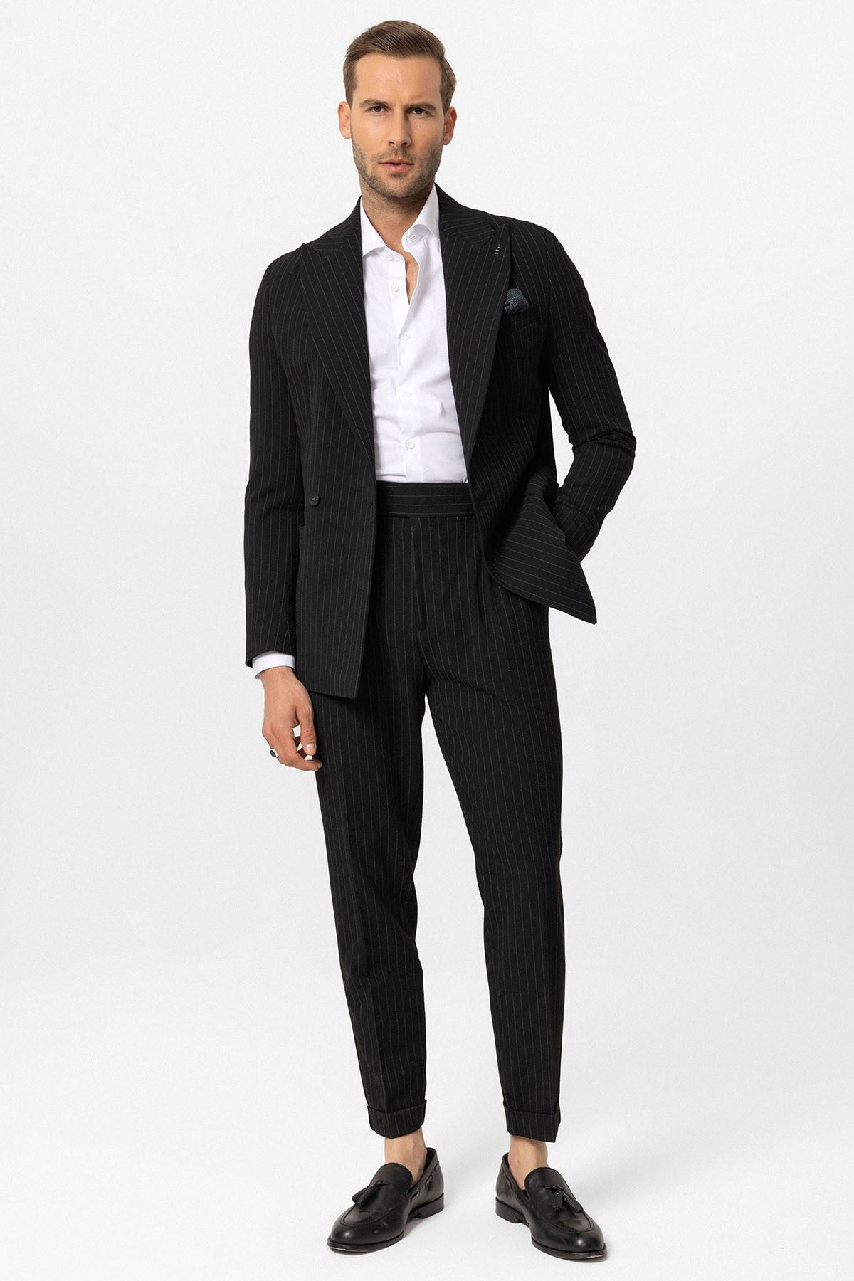 Antioch Single-Button Double-Breasted Striped Men's Blazer