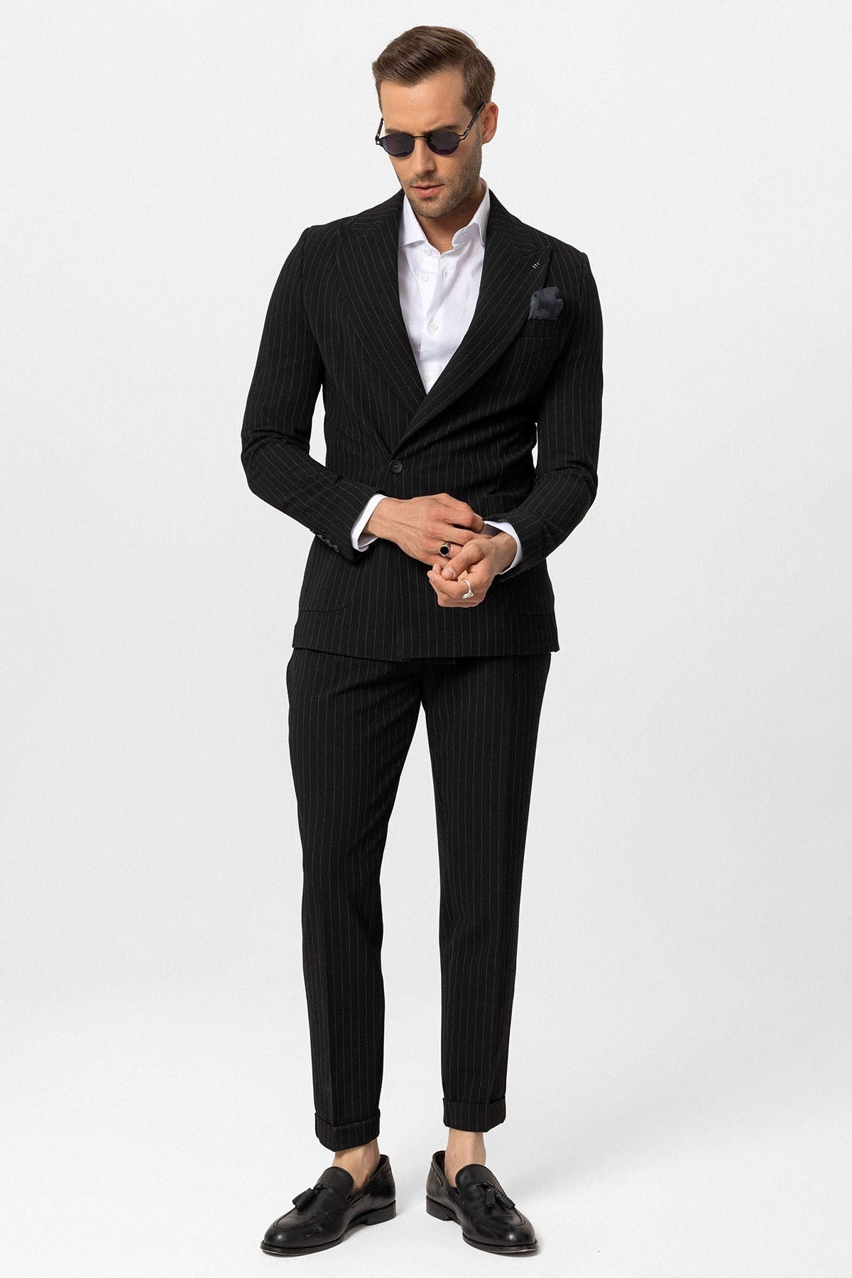 Antioch Single-Button Double-Breasted Striped Men's Blazer
