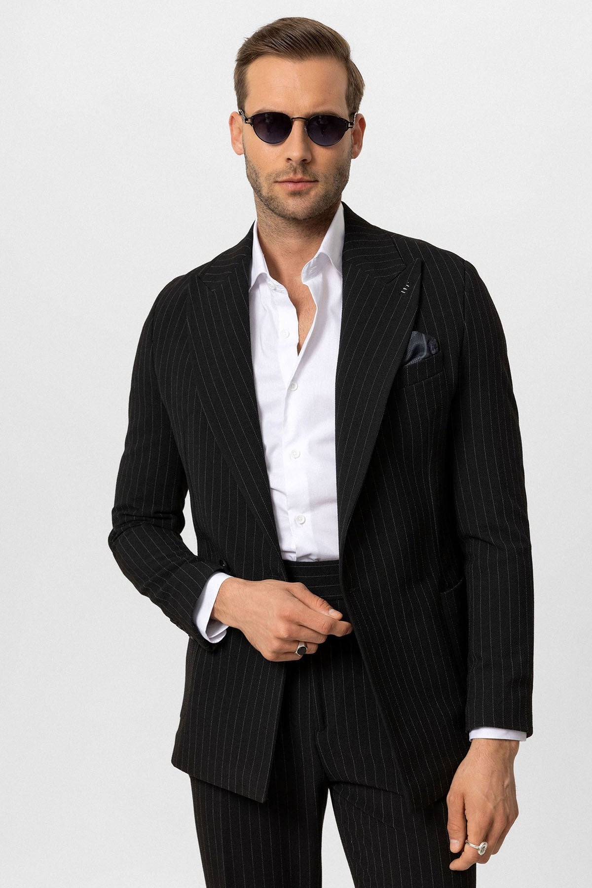 Antioch Single-Button Double-Breasted Striped Men's Blazer