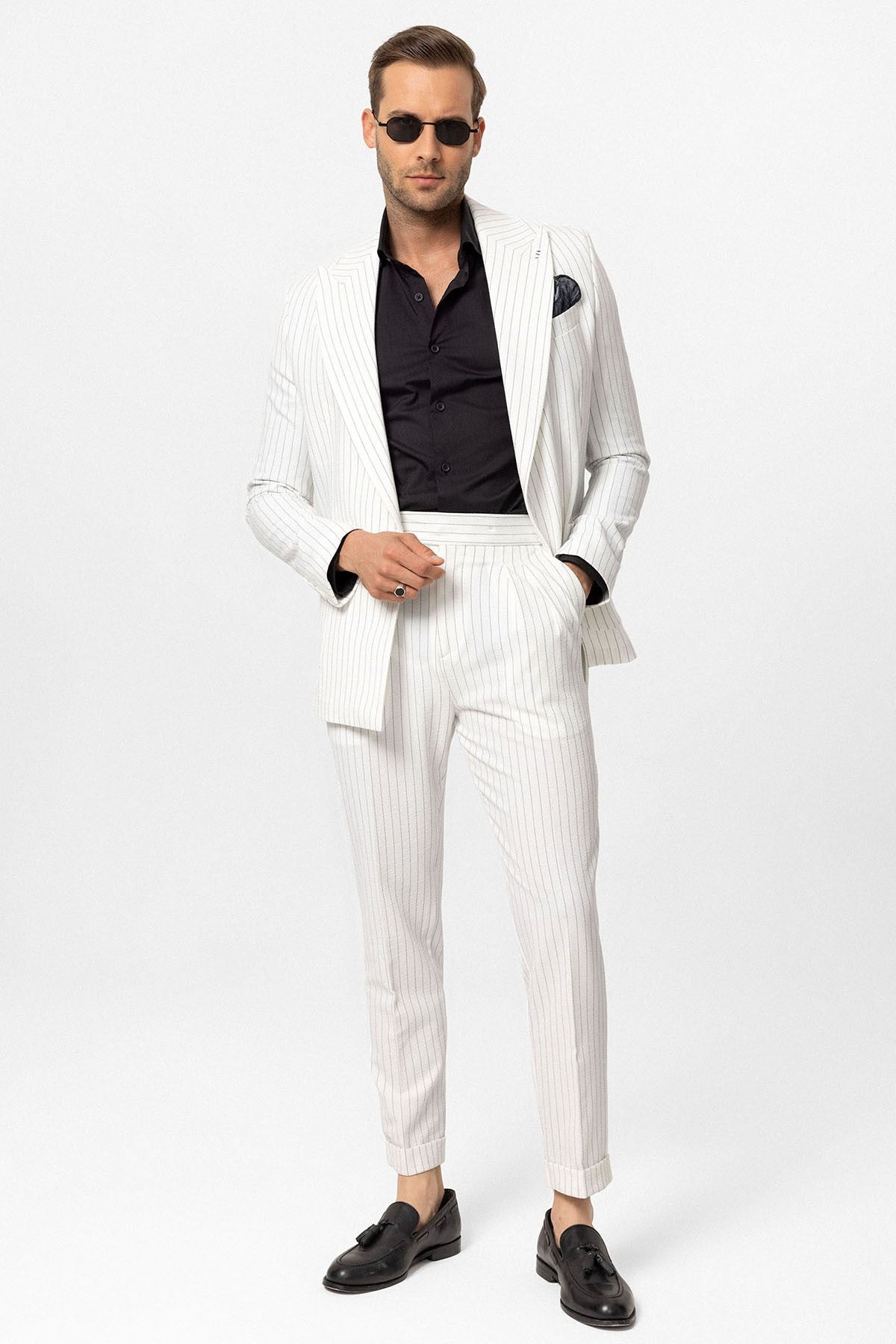 Antioch Single-Button Double-Breasted Striped Men's Blazer