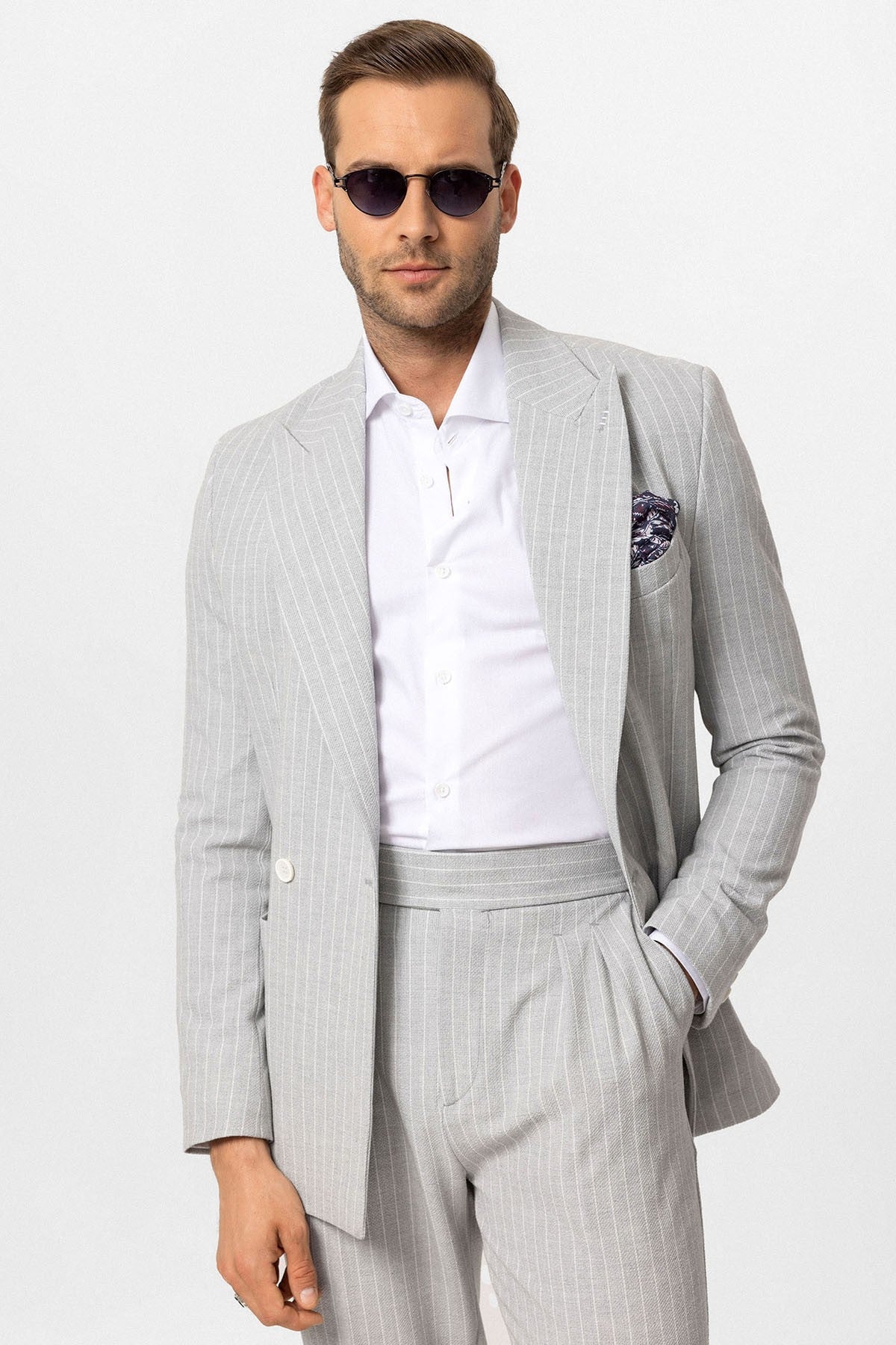 Antioch Single-Button Double-Breasted Striped Men's Blazer