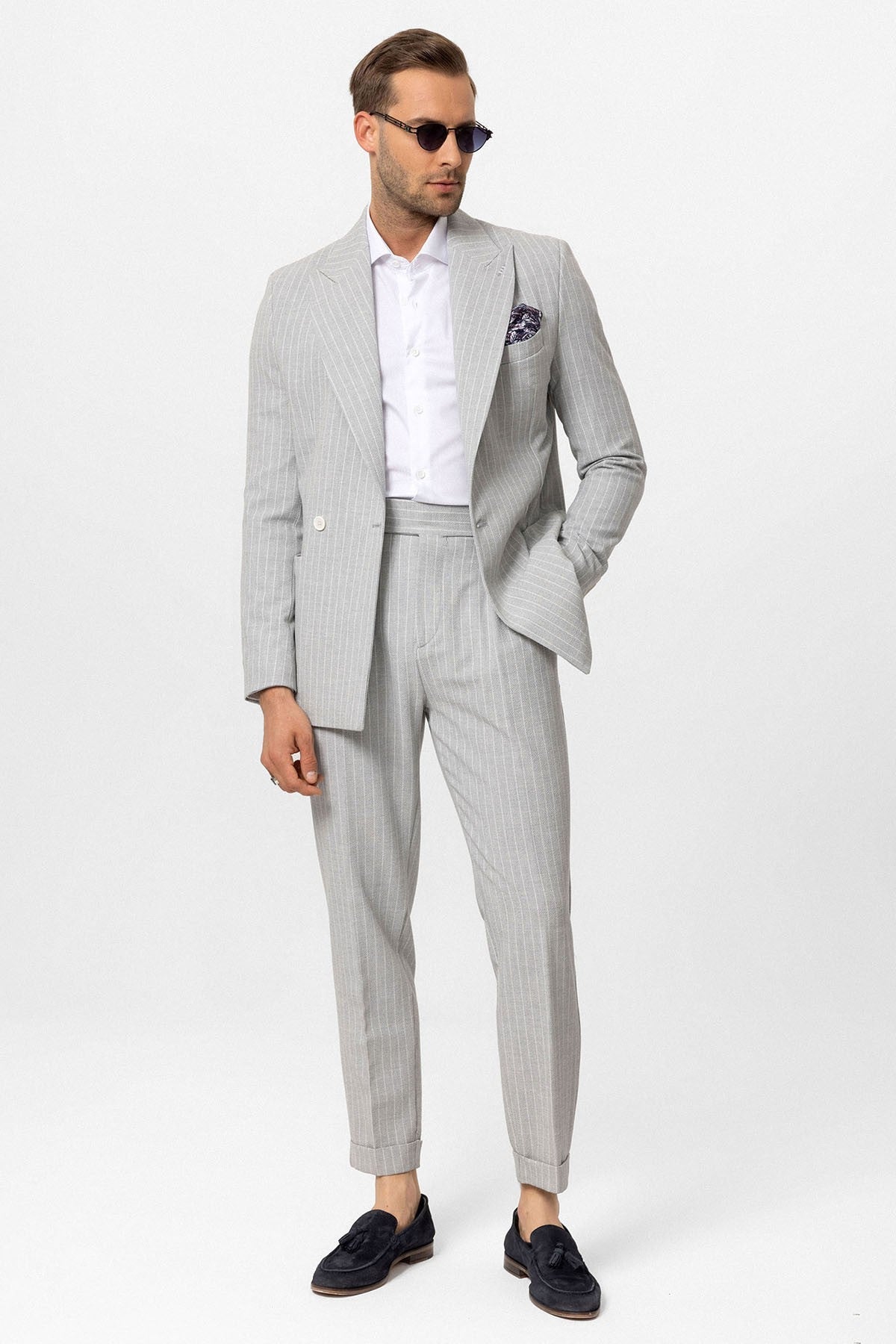 Antioch Single-Button Double-Breasted Striped Men's Blazer