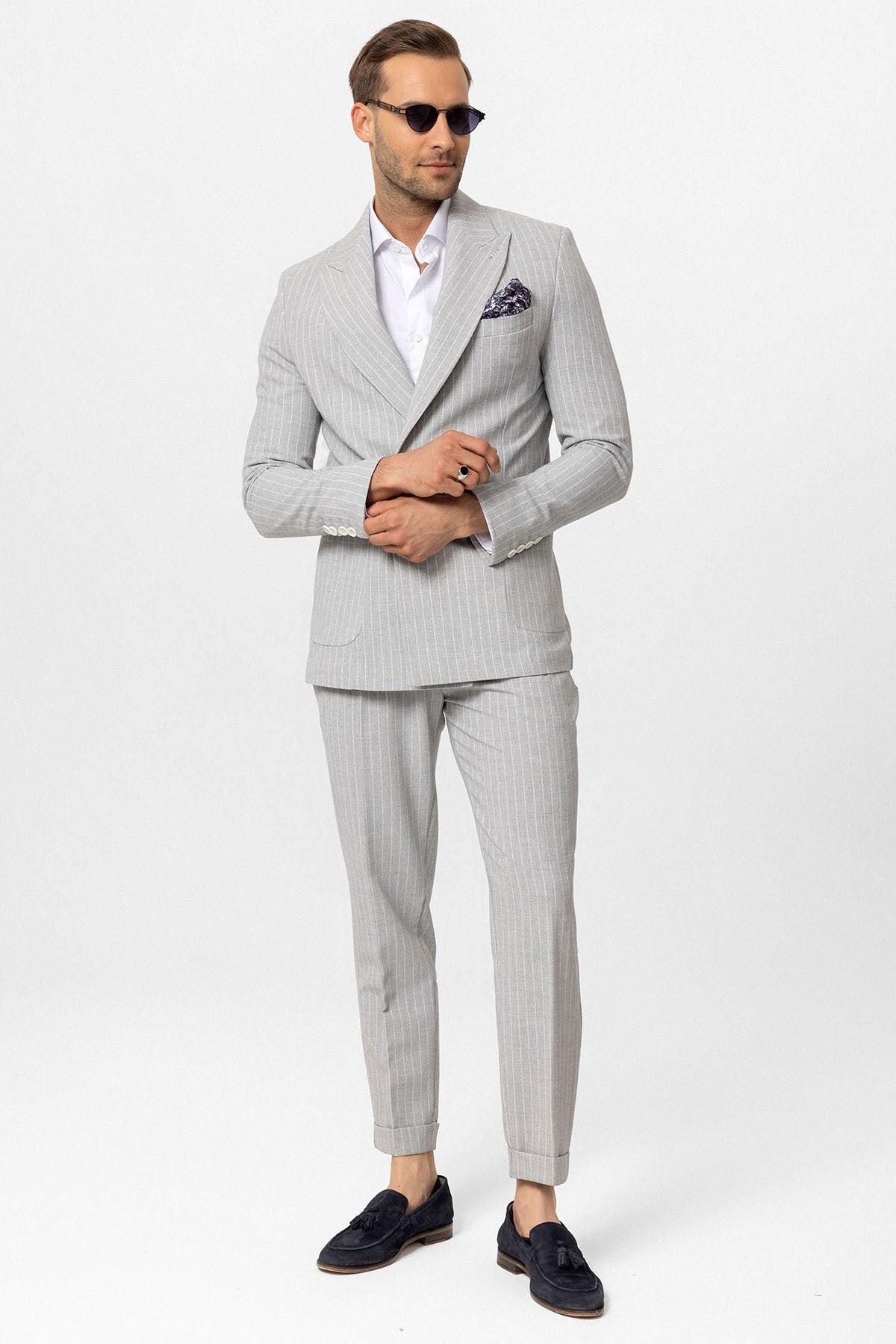 Antioch Single-Button Double-Breasted Striped Men's Blazer