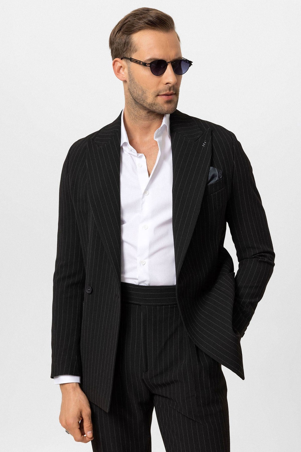 Antioch Single-Button Double-Breasted Striped Men's Blazer