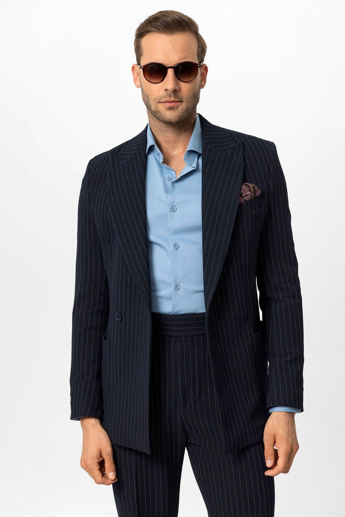 Antioch Single-Button Double-Breasted Striped Men's Blazer