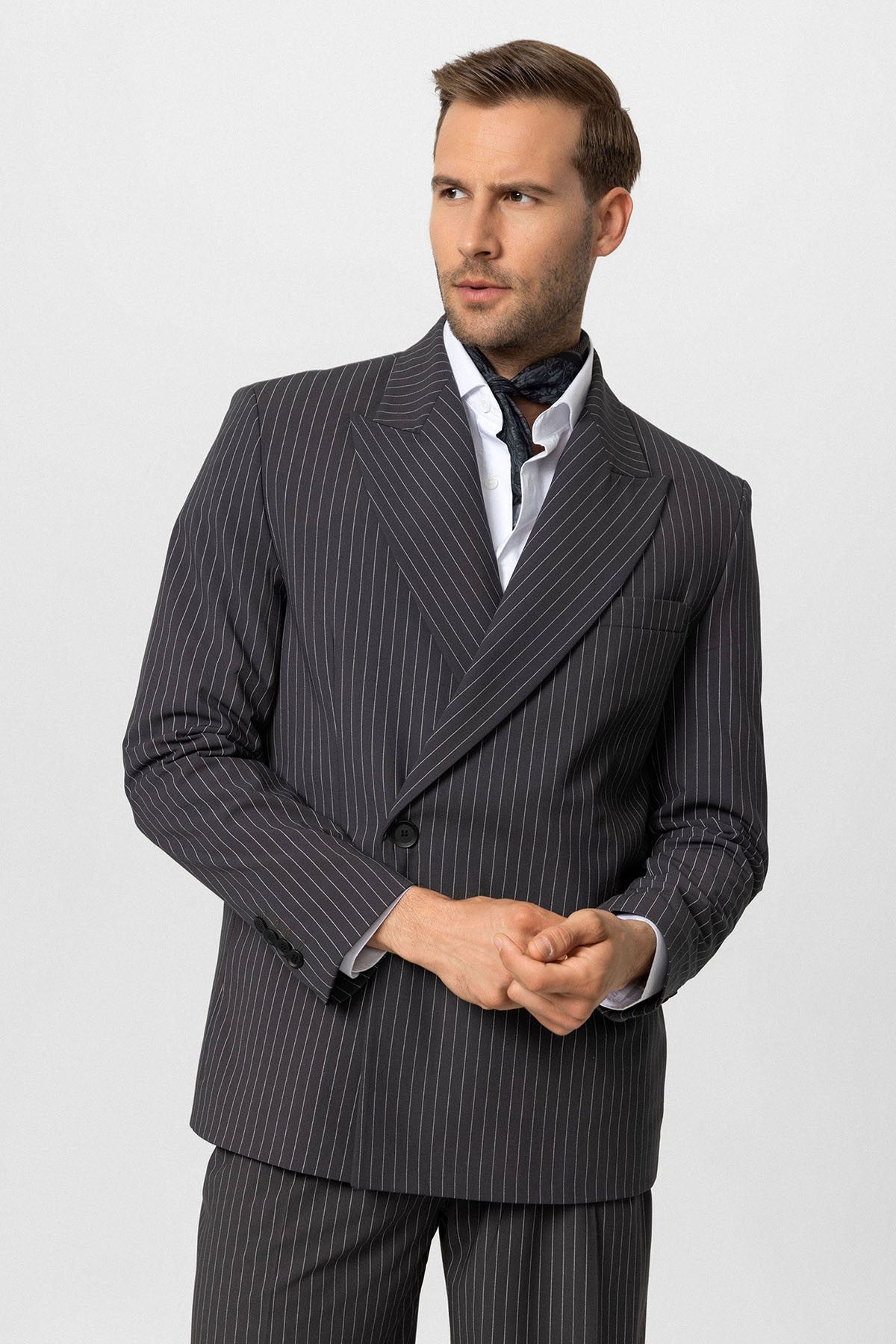 Antioch Double-Breasted Striped Men's Blazer Jacket