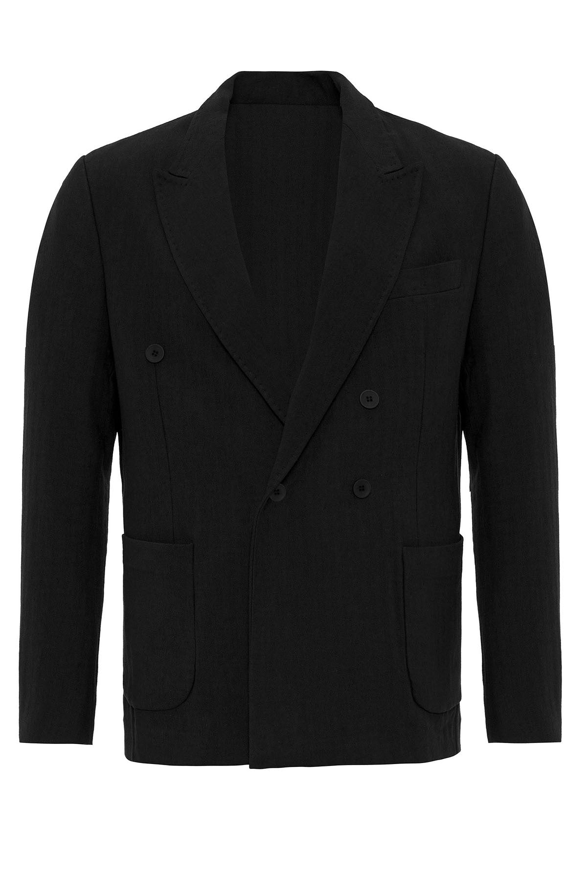 Double-Breasted Linen-Blend Men's Blazer