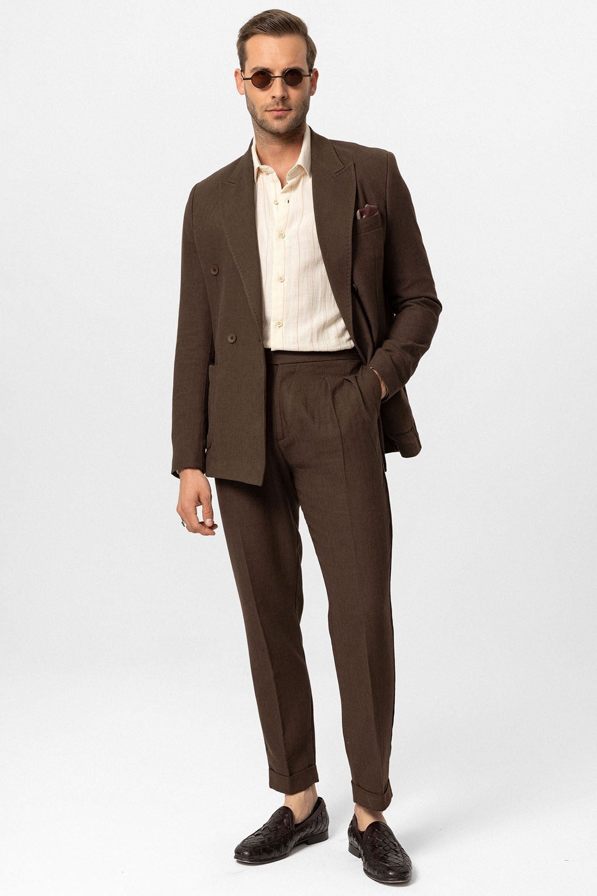 Double-Breasted Linen-Blend Men's Blazer