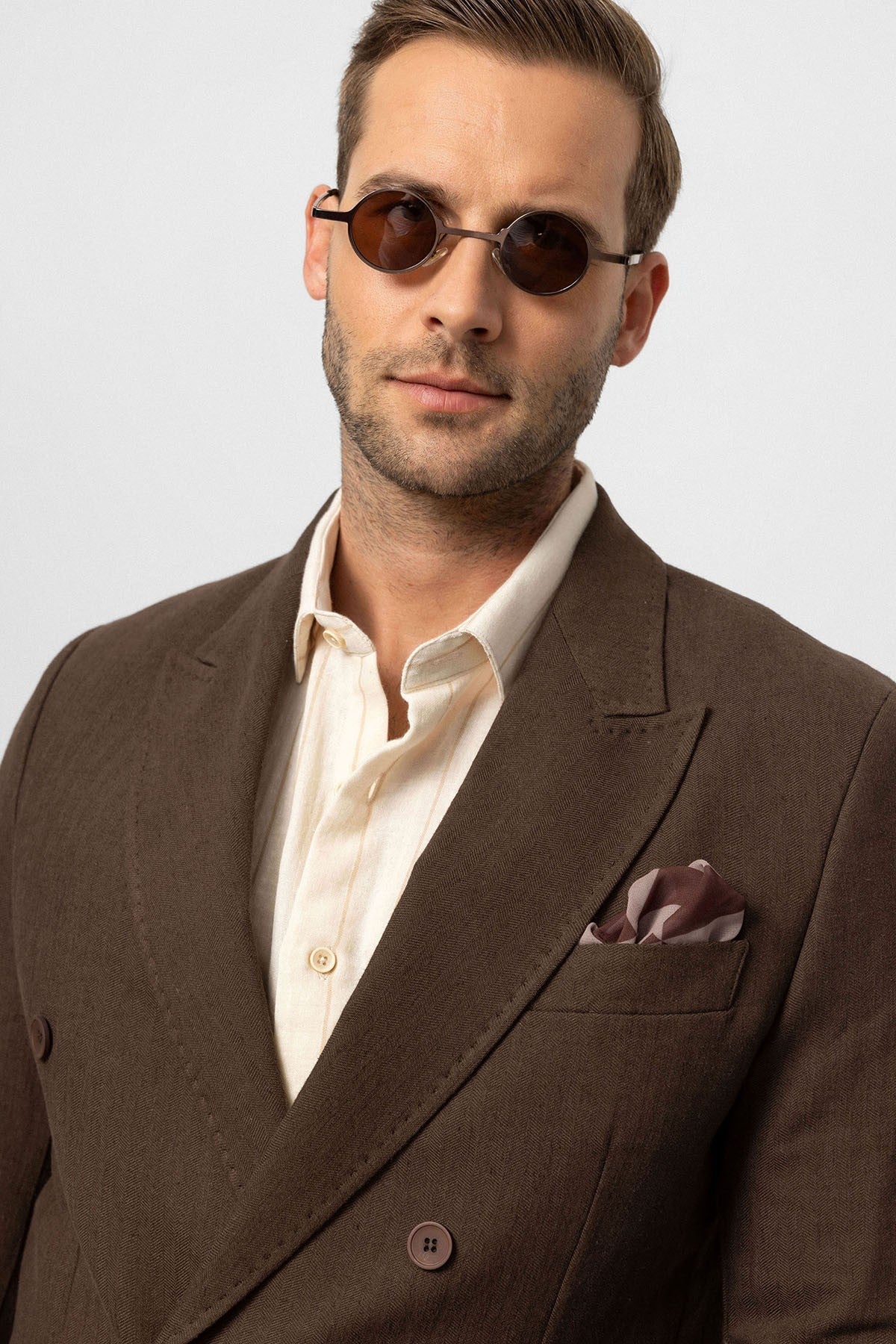 Double-Breasted Linen-Blend Men's Blazer