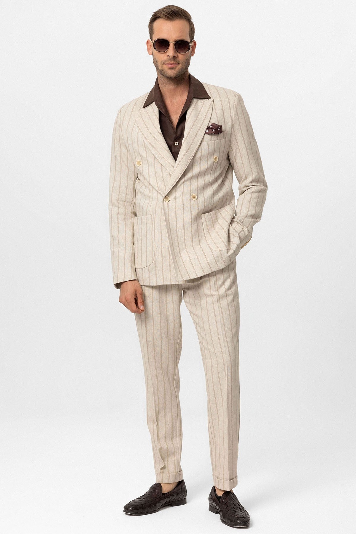 Antioch Linen-Blend Double-Breasted Men's Blazer