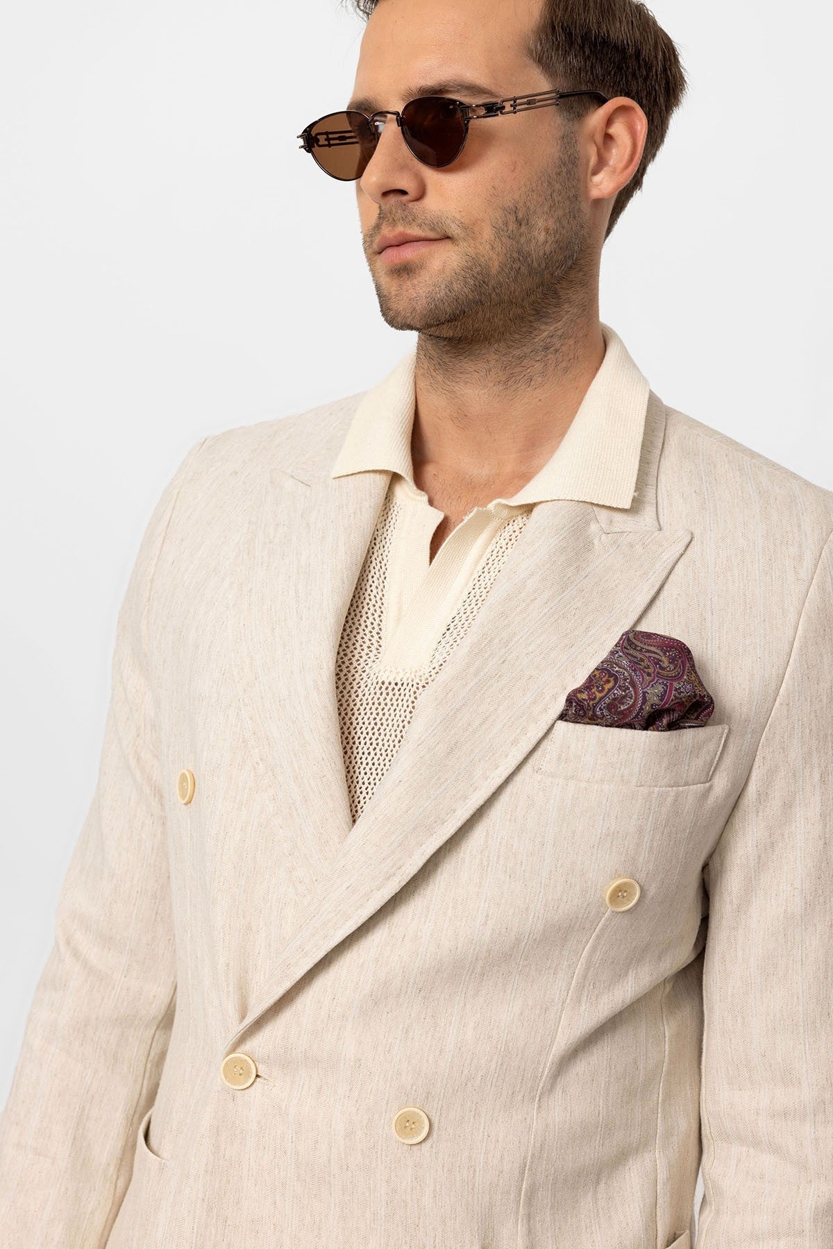 Antioch Linen-Blend Double-Breasted Men's Blazer