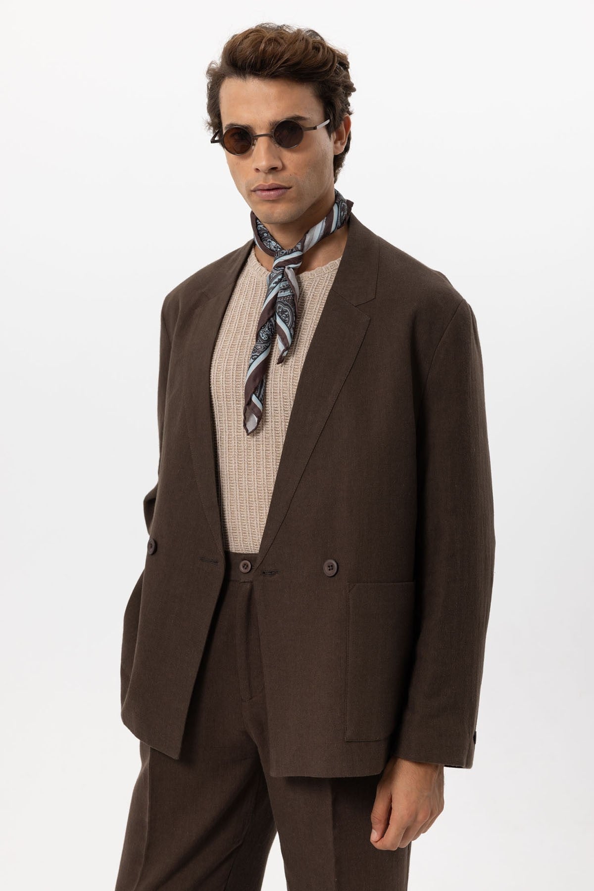 Antioch Linen-Blend Double-Breasted Men's Blazer
