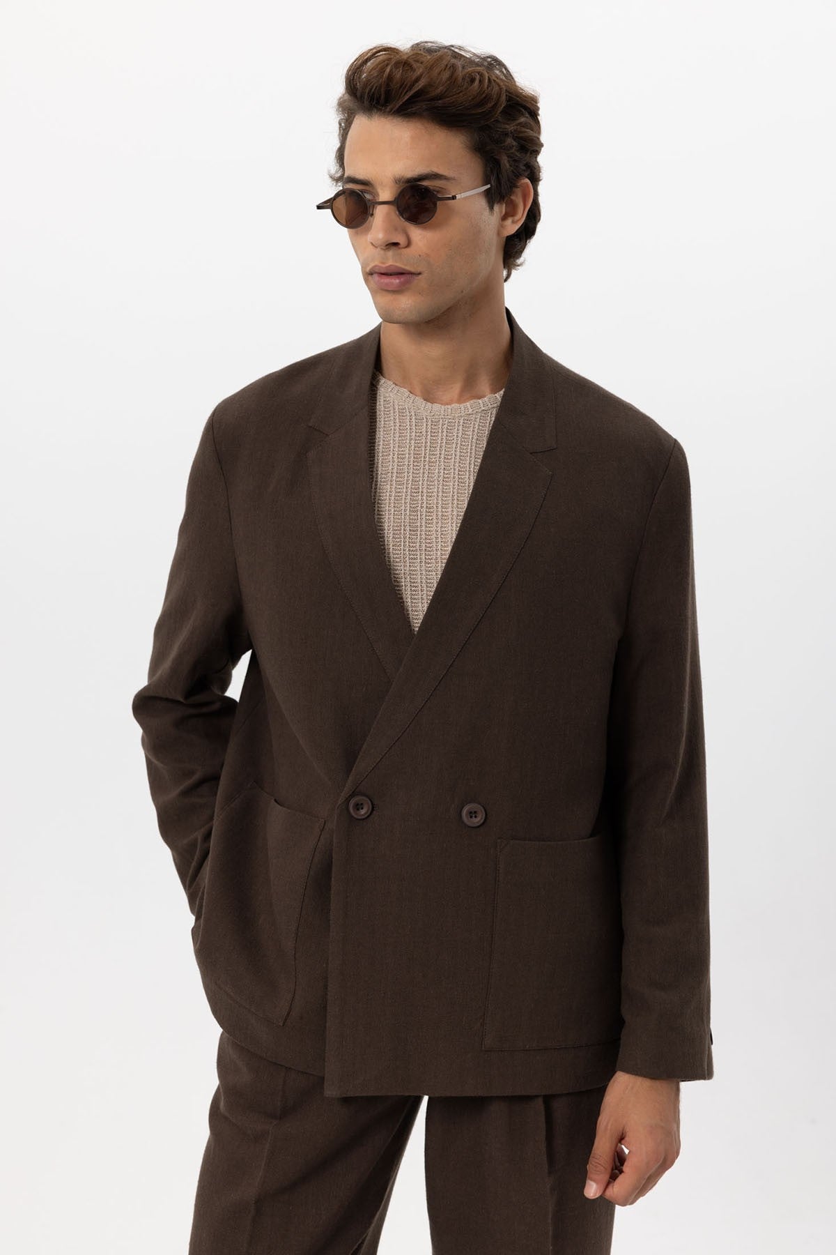 Antioch Linen-Blend Double-Breasted Men's Blazer