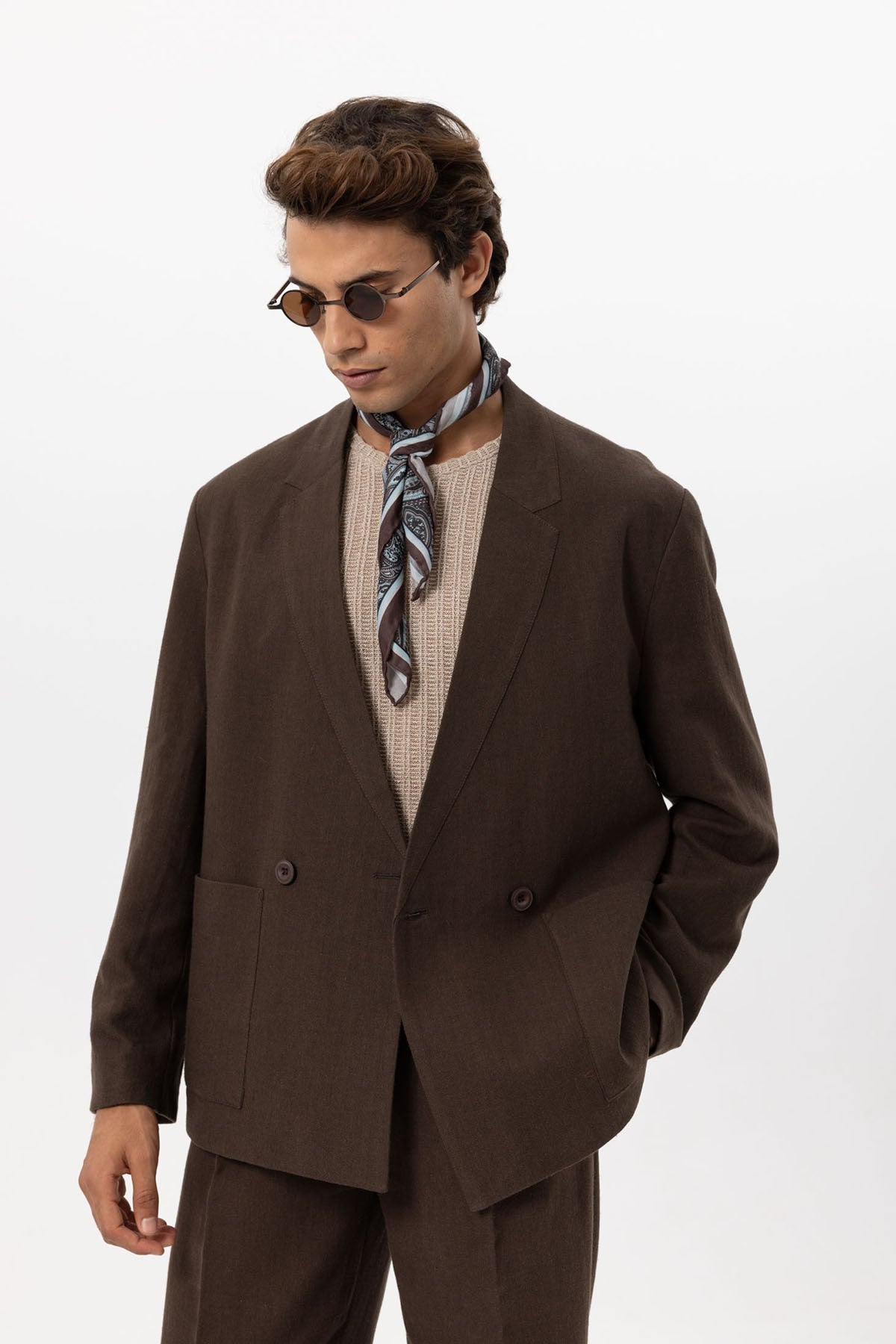 Antioch Linen-Blend Double-Breasted Men's Blazer