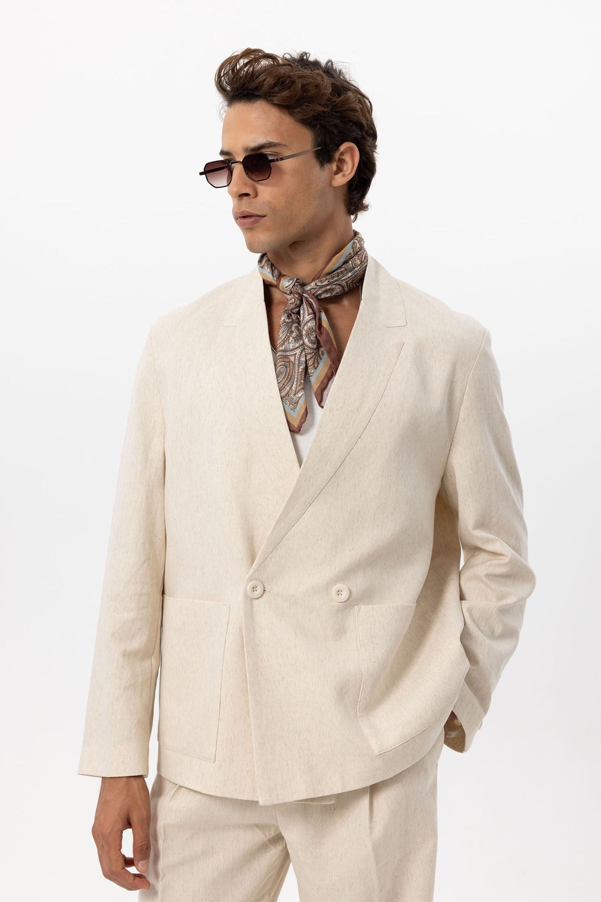 Antioch Linen-Blend Double-Breasted Men's Blazer