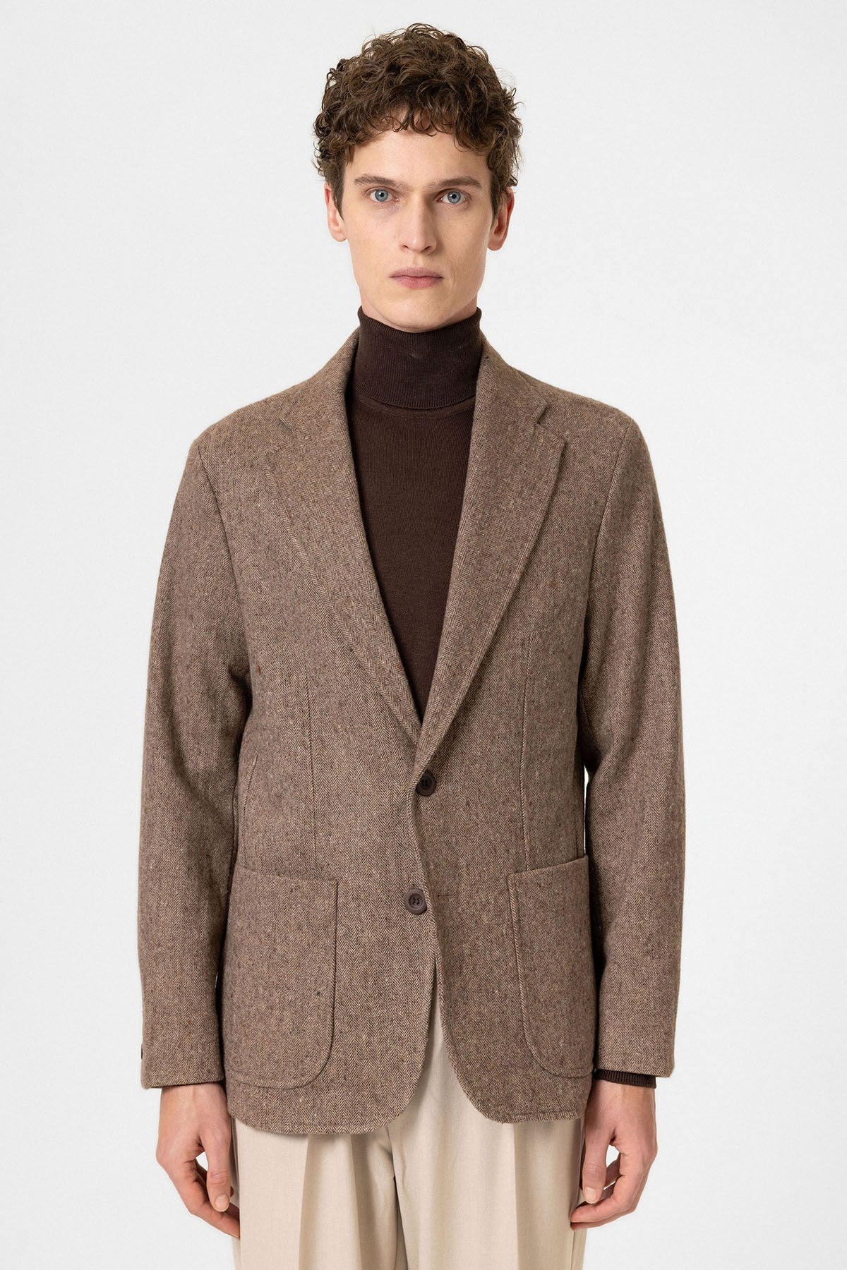 Antioch Slim-Fit Herringbone-Patterned Men's Blazer