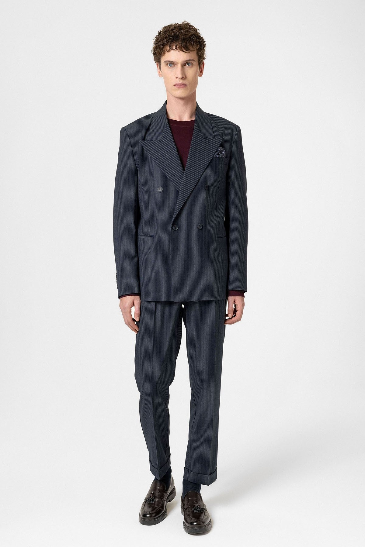 Antioch Comfortable Double-Breasted Striped Men's Blazer