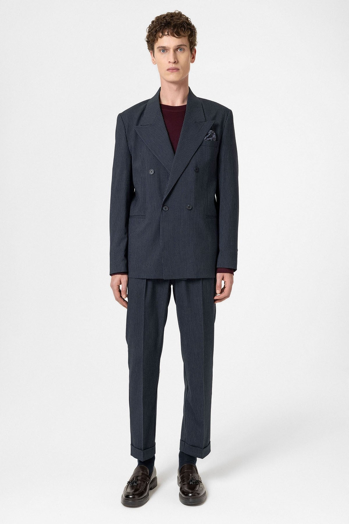 Antioch Comfortable Double-Breasted Striped Men's Blazer