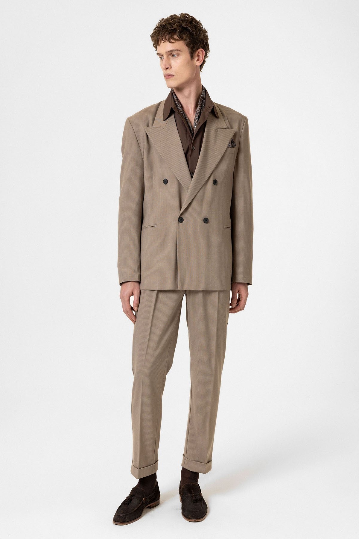 Antioch Comfortable Double-Breasted Striped Men's Blazer