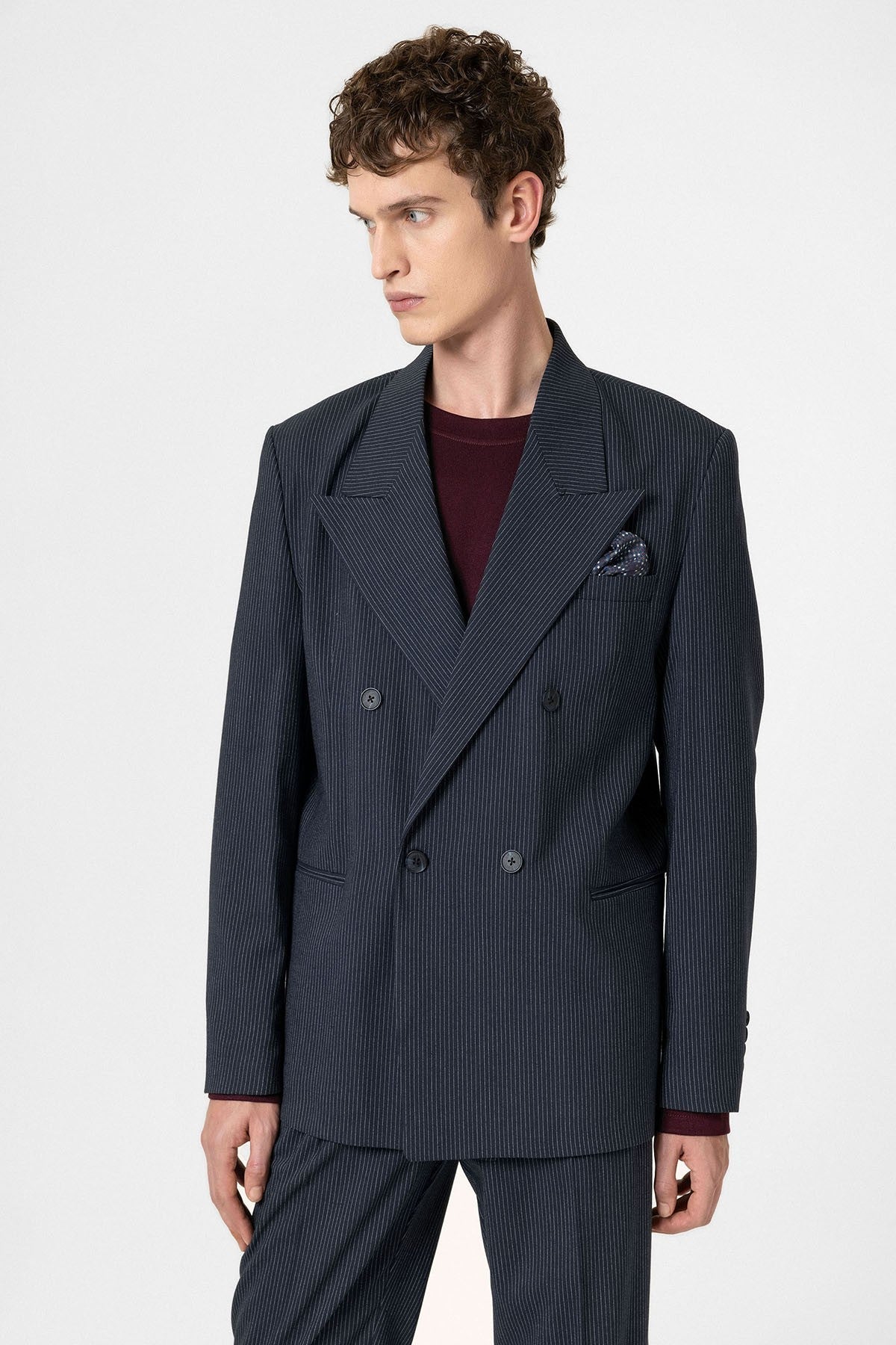 Antioch Comfortable Double-Breasted Striped Men's Blazer