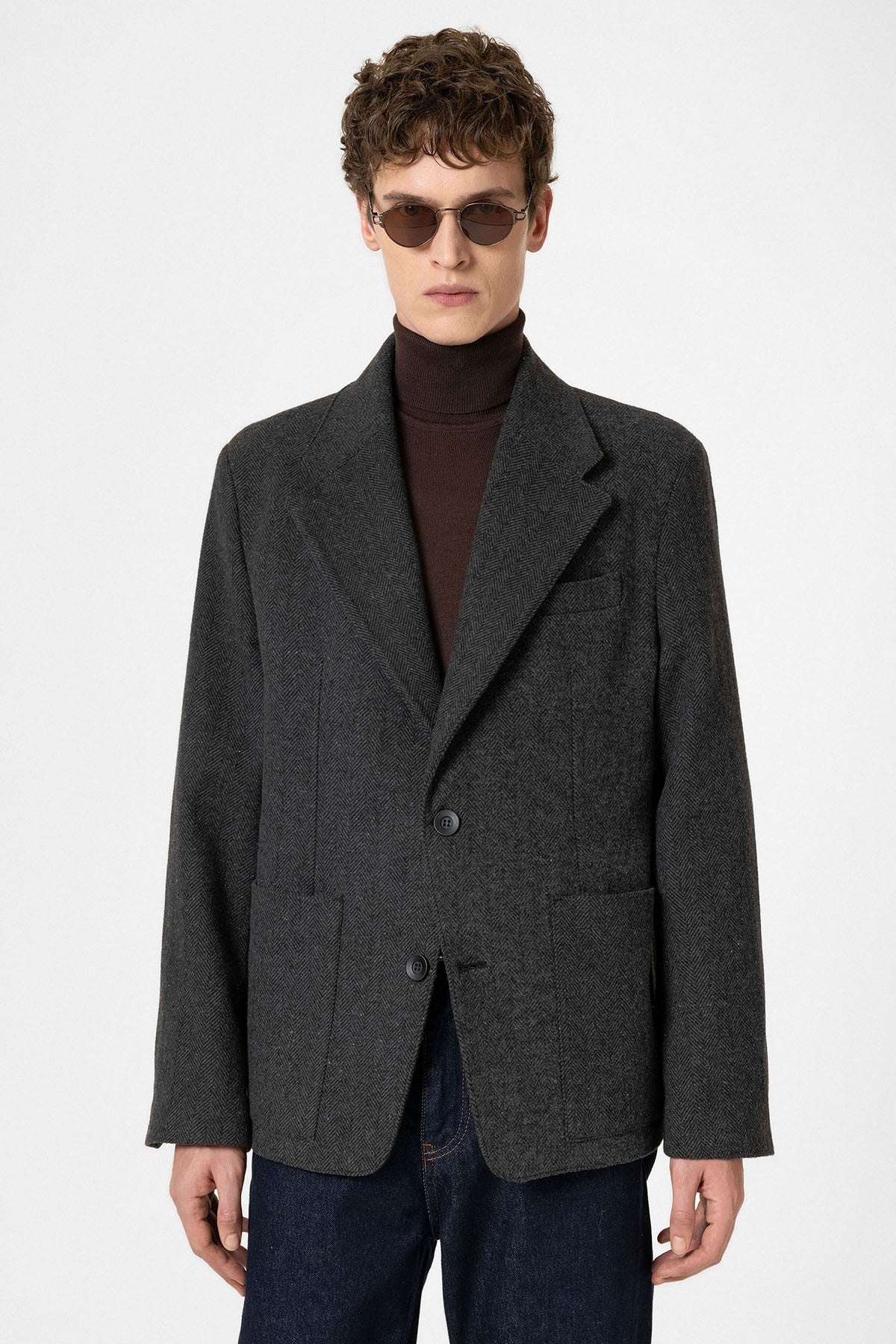 Antioch Oversized Men's Blazer with Herringbone Pattern