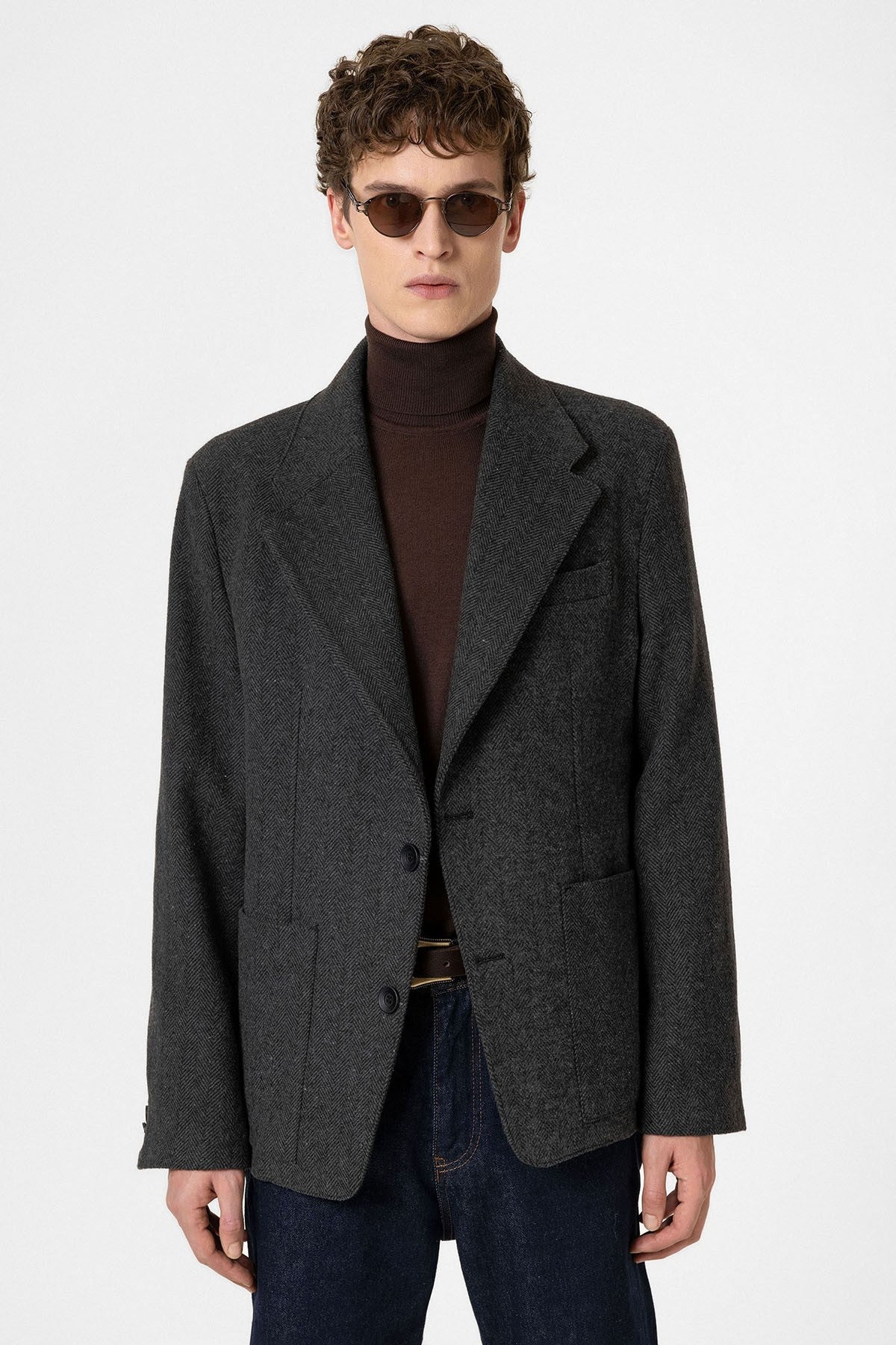 Antioch Oversized Men's Blazer with Herringbone Pattern