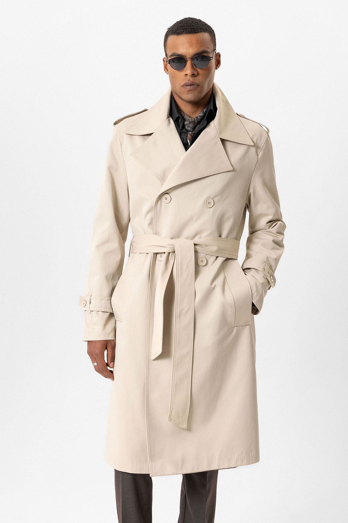 Antioch Cross-Over Long Men's Trench Coat