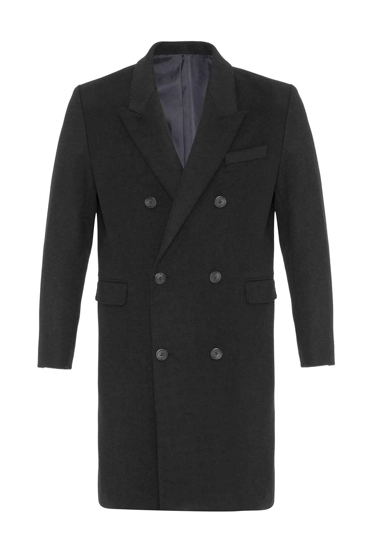 Men's Double-Breasted Coat with Wool Blend