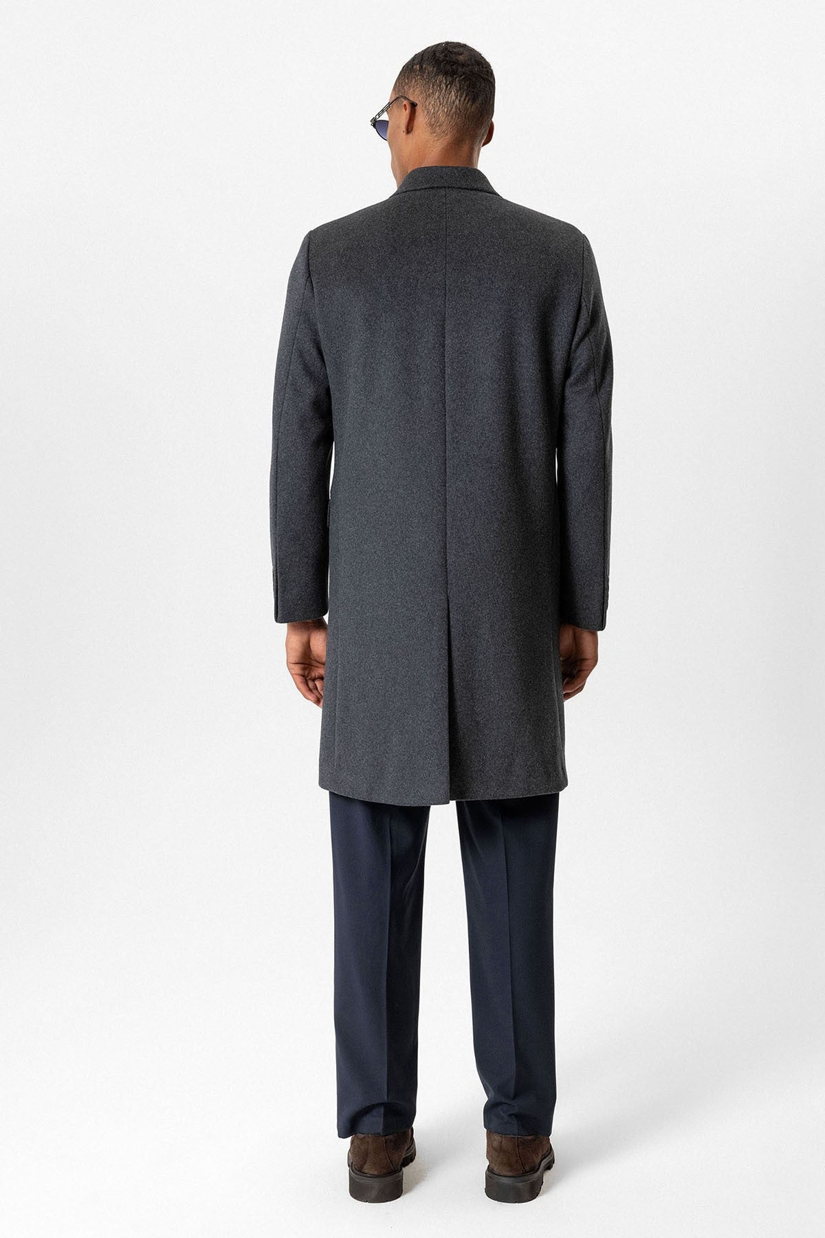 Men's Double-Breasted Coat with Wool Blend