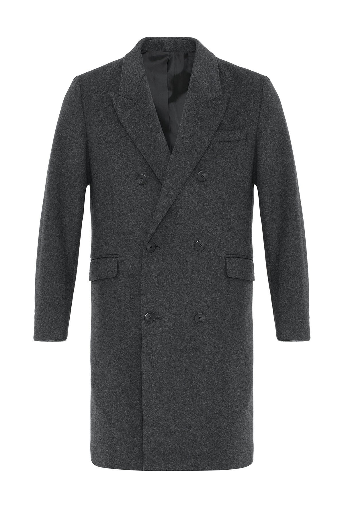 Men's Double-Breasted Coat with Wool Blend