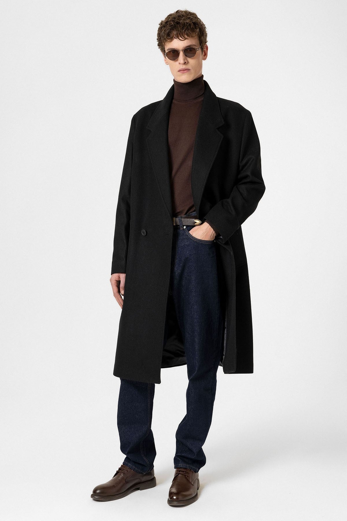 Antioch Wool-Blend Herringbone Double-Breasted Men's Coat