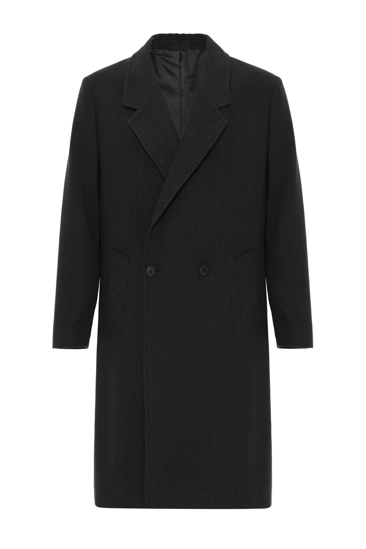 Antioch Wool-Blend Herringbone Double-Breasted Men's Coat