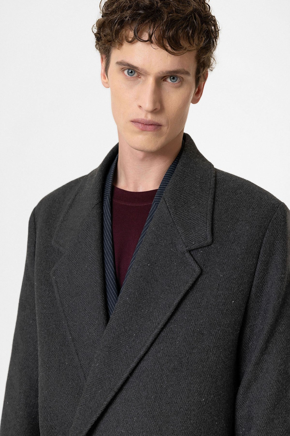Antioch Wool-Blend Herringbone Double-Breasted Men's Coat